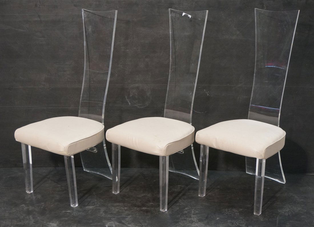 3 Tall HILL Mfg. Lucite Dining Chairs. (1 of 10)