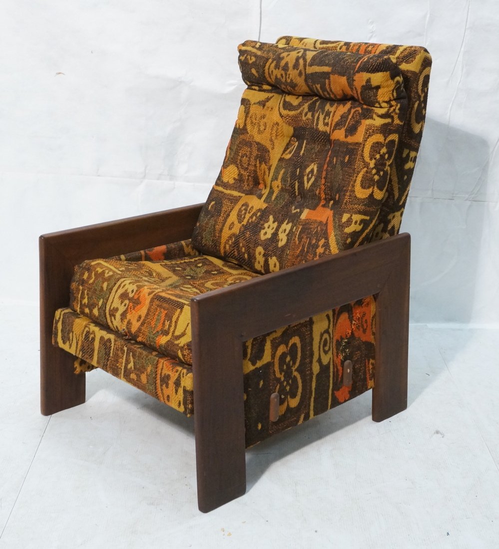 Danish style recliner Chair with Vibrant Upholste: Danish style recliner Chair with Vibrant Upholstery.-- Dimensions: H: 41.5 inches: W: 26 inches: D: 32.5 inches ---
