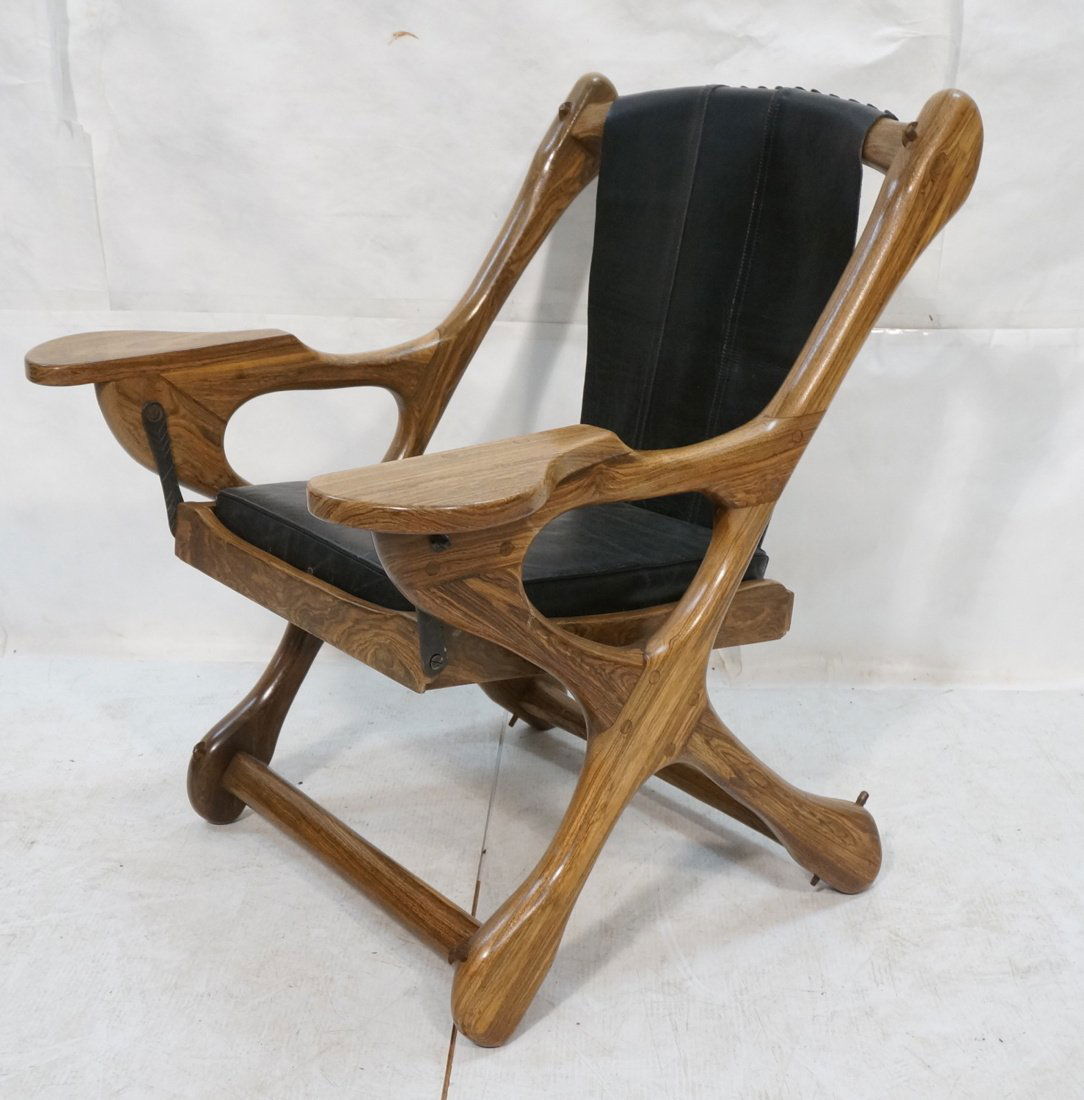 DON SHOEMAKER Leather Modernist Lounge Chair. Sea (1 of 7)