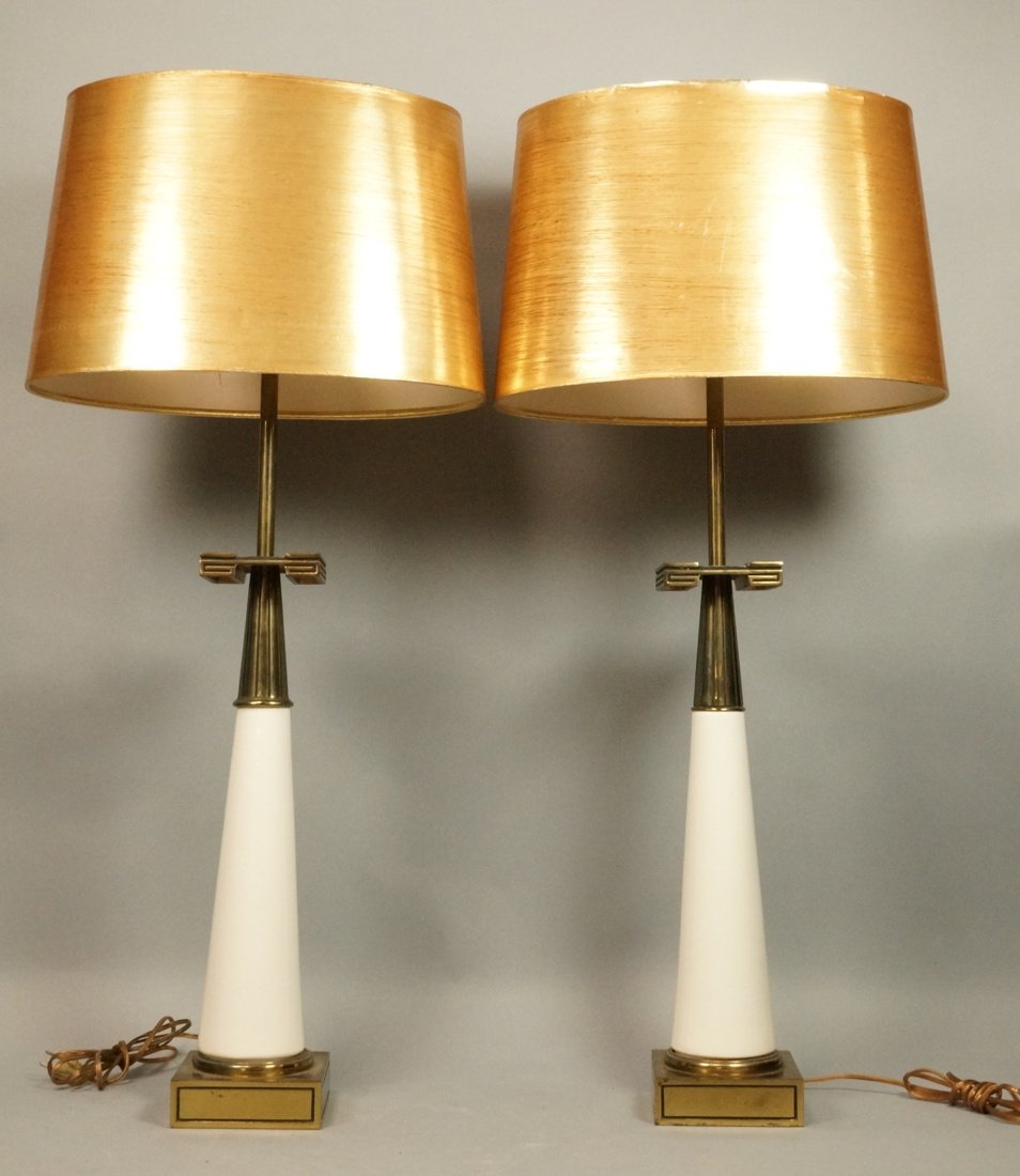 Pr Tommi Parzinger style Table Lamps. White Ceram (1 of 10)