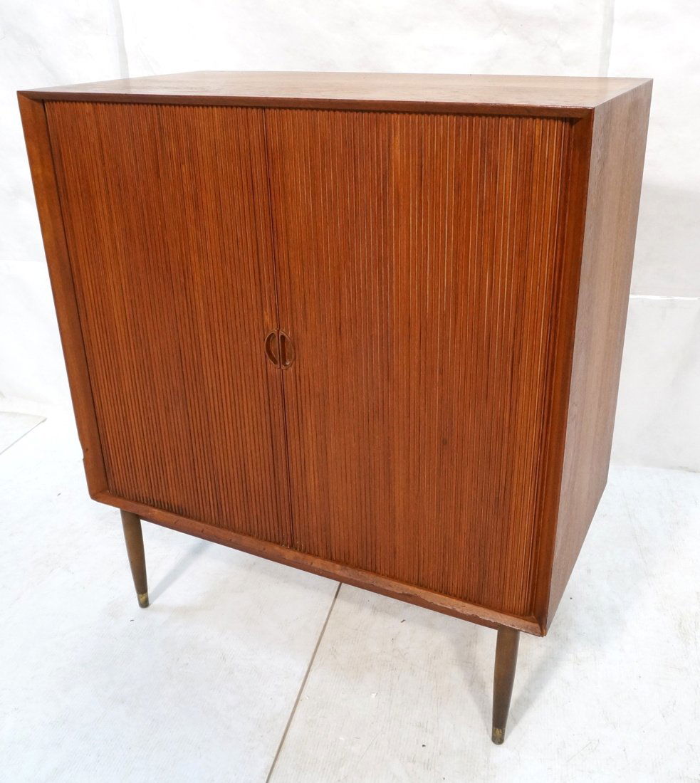 Tambour Door Teak Cabinet. PETER HVIDT signed Dan (1 of 7)