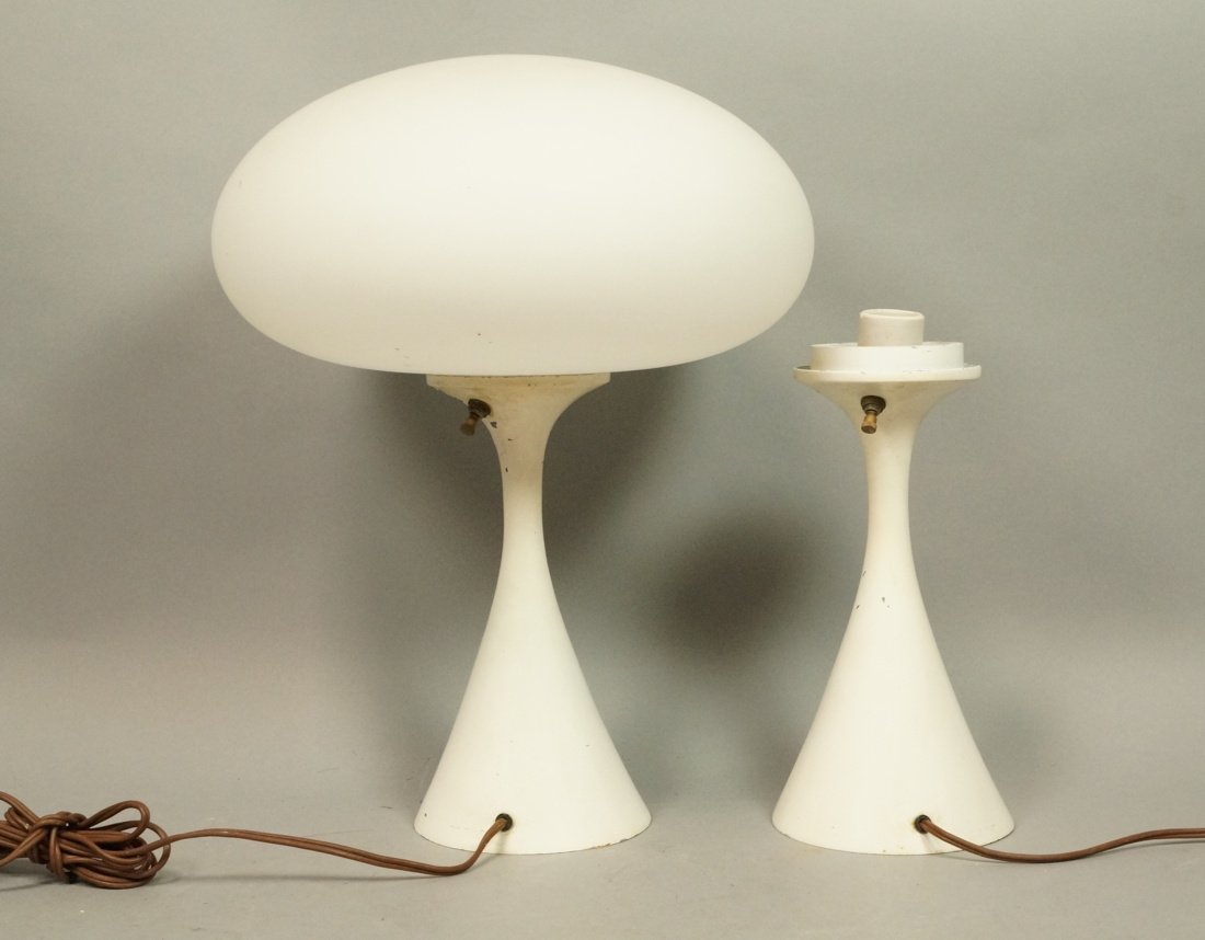 2pc Laurel Mushroom Table Lamps. White painted me (1 of 10)