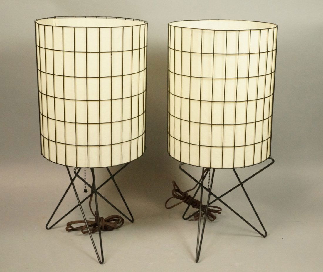 Pr PAUL MAYAN Black Rod Table Lamps. (1 of 6)