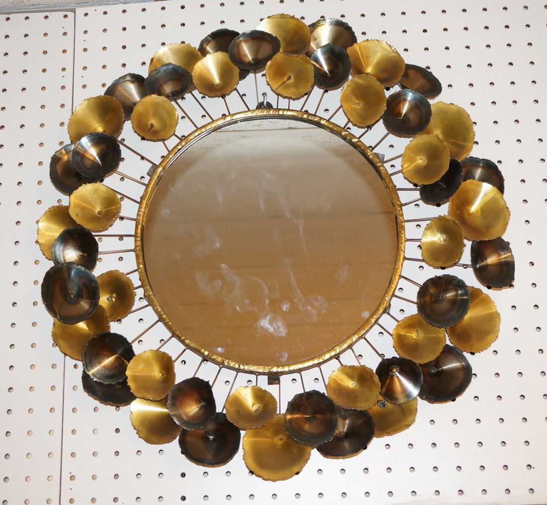 Jere style Round cone form Wall Mirror. Mixed met (1 of 5)