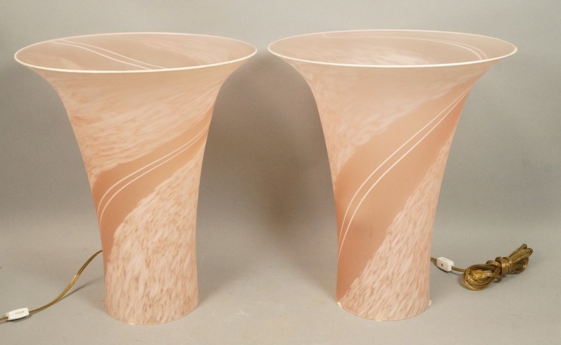 Pr Large Trumpet Form Murano Glass Table Lamps. F (1 of 10)