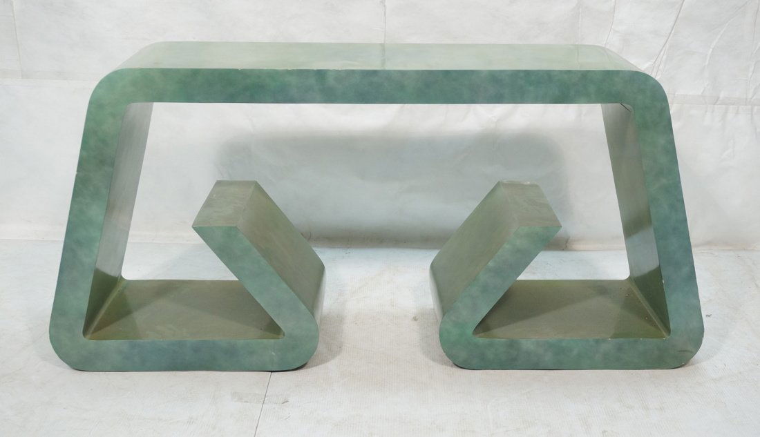 KARL SPRINGER style Green Lacquered Hall Console (1 of 9)
