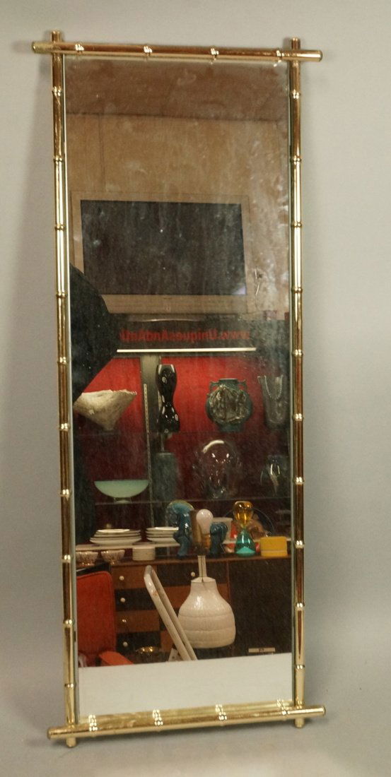 Decorative faux bamboo mirror metal frame. small. (1 of 3)