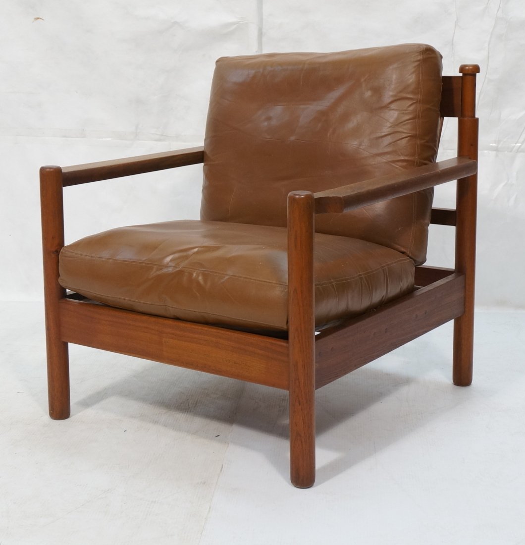 American Modern Walnut Lounge Chair. Brown leather (1 of 9)