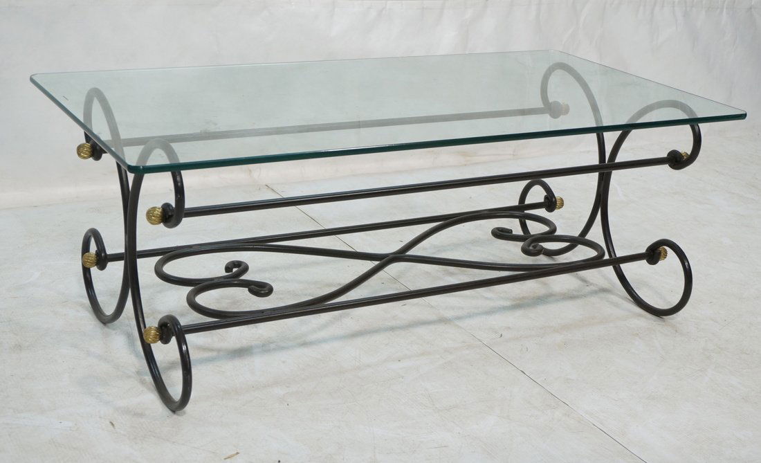 Decorator Black Iron Glass Top Cocktail Table. Br (1 of 7)