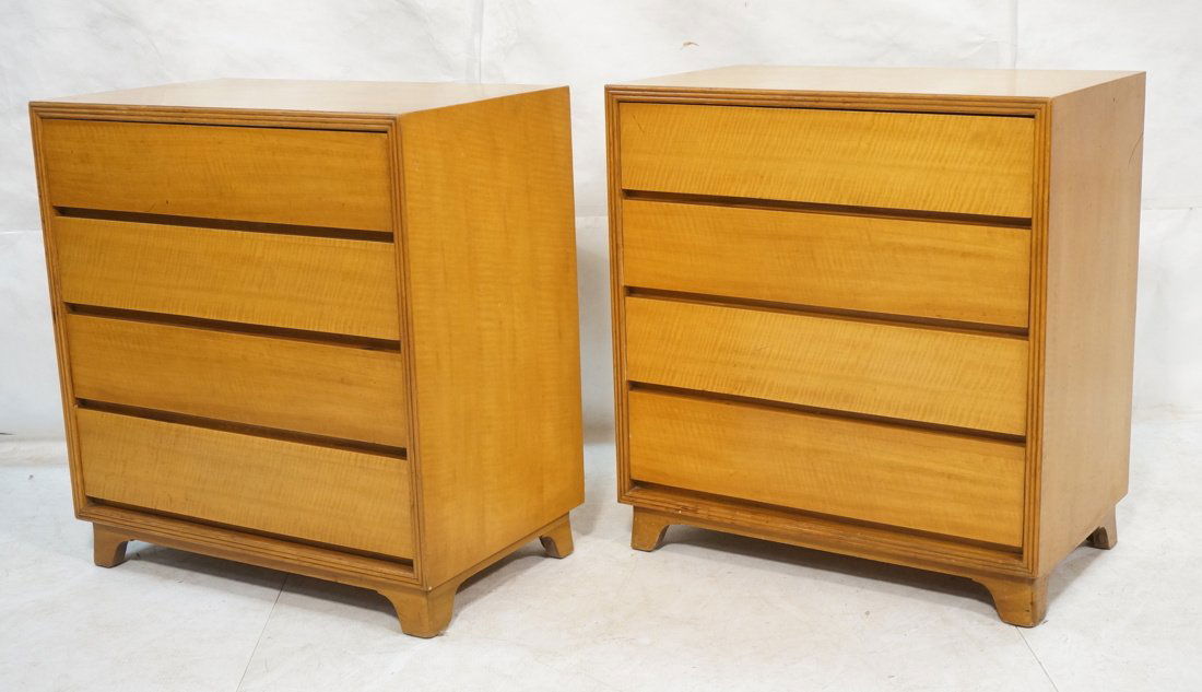 Pr Four Drawer Modernist Bachelors Chests. Blond (1 of 8)