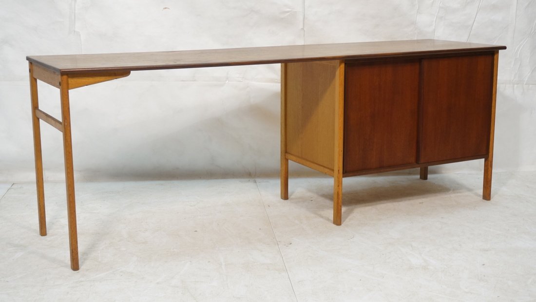 Danish Modern Teak Vanity Desk. Long dark wood to (1 of 10)
