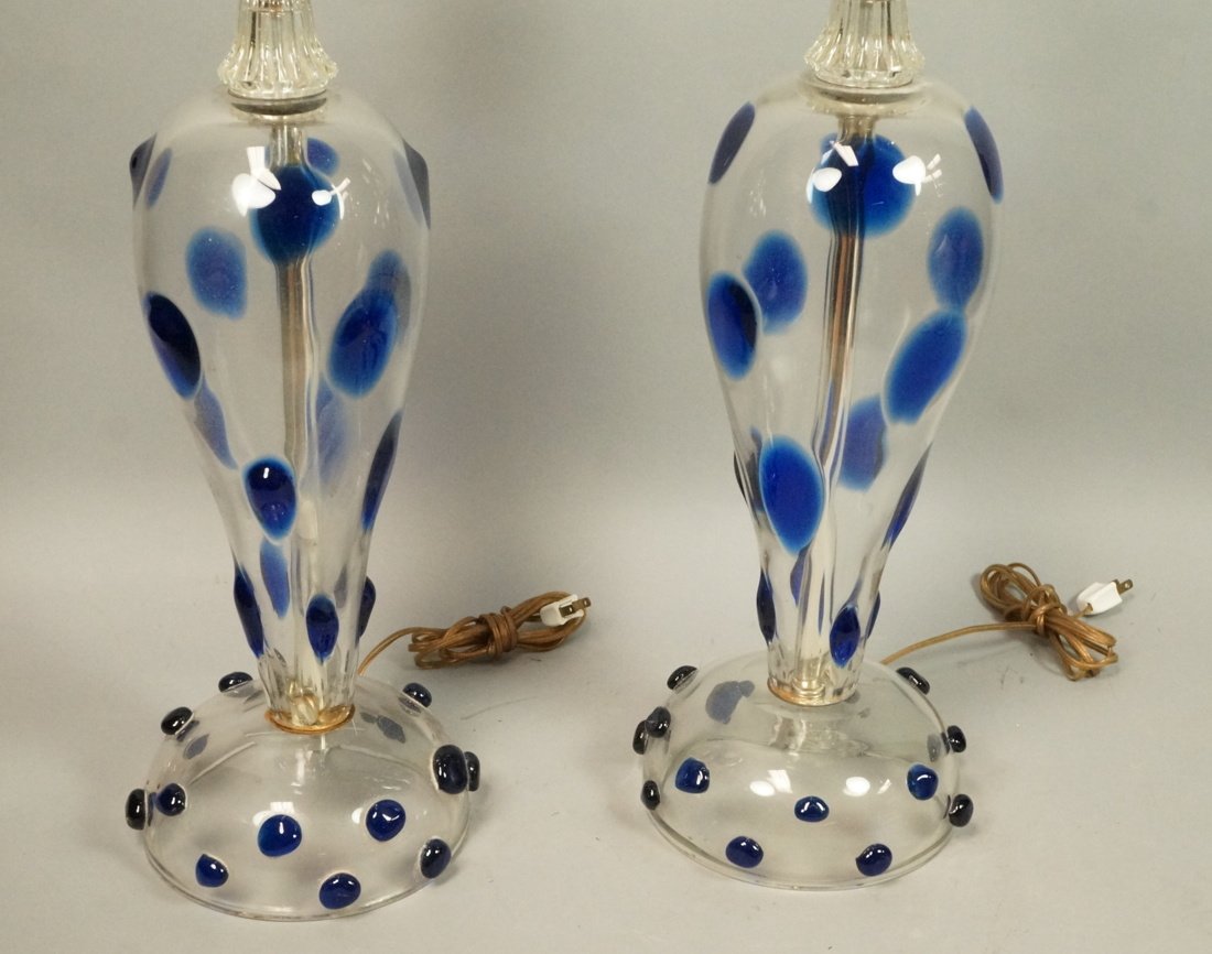Pr Murano Italian Glass Lamps. Clear vessels with (1 of 8)