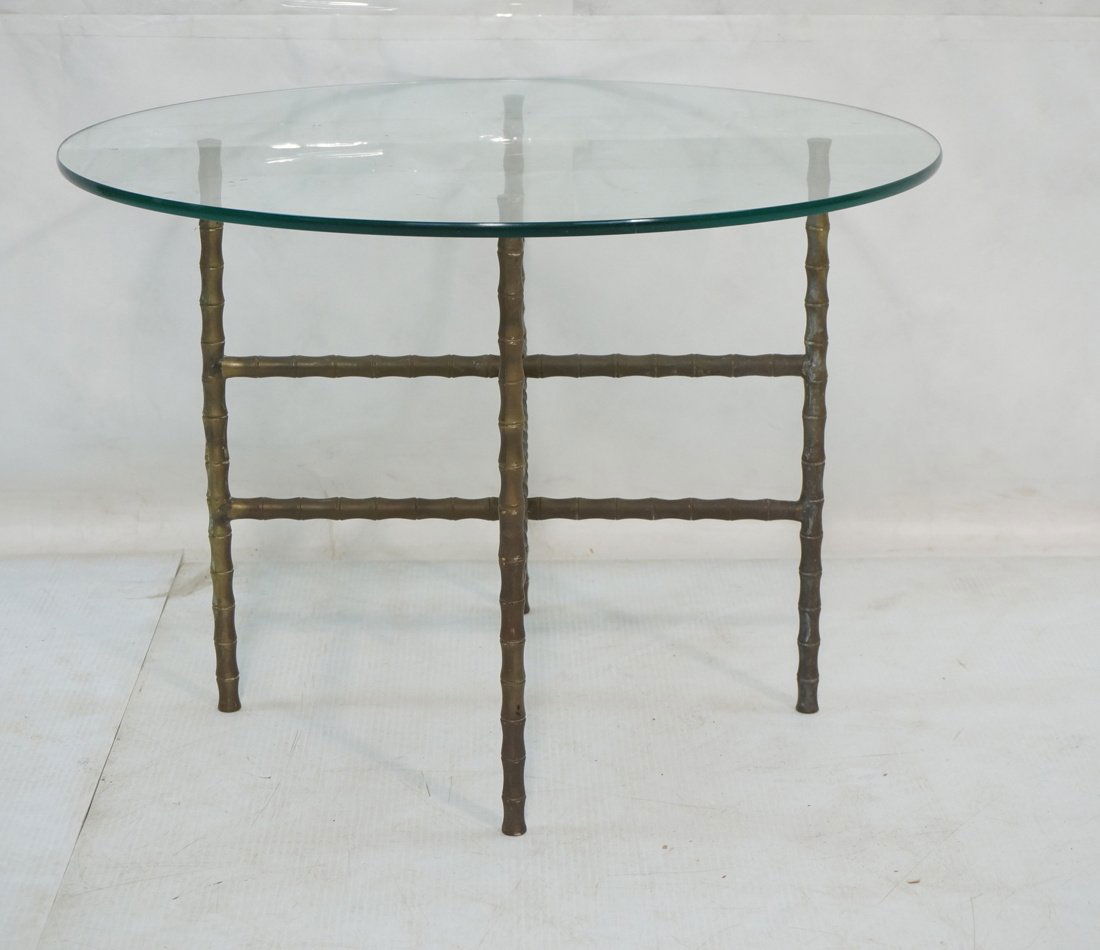 Small Decorative Table Solid Brass Faux Bamboo wi (1 of 9)