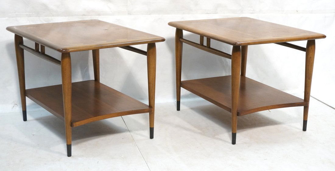 Pr LANE Modernist Walnut End Side Tables. Bi Leve (1 of 8)