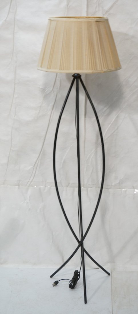 Black Iron Tripod Floor Lamp. Bowed iron legs. Mo (1 of 6)