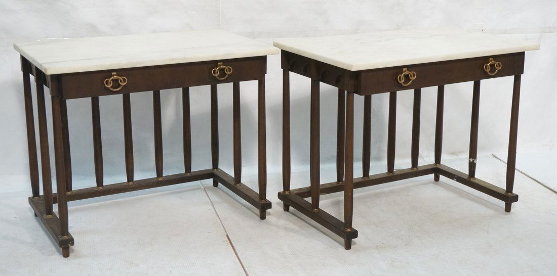 JOHNSON FURNITURE Marble  top Decorator Side Tabl (1 of 7)