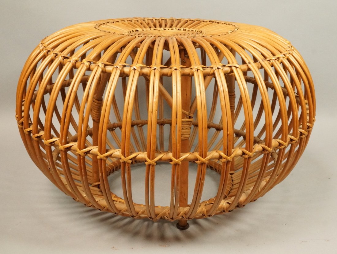 FRANCO ALBINI Woven Rattan Modernist Stool Ottoma (1 of 7)