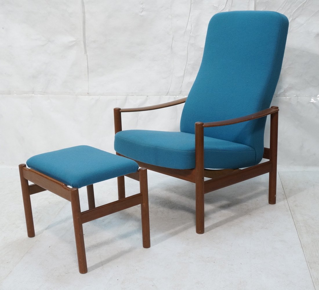 WESTNOFA Teak Reclining Lounge Chair & Ottoman. B (1 of 9)