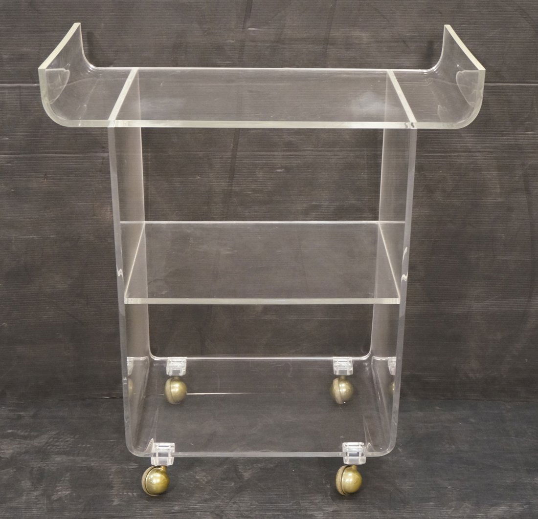 70's Modern Lucite Bar Cart Server. Rolls on cast (1 of 7)