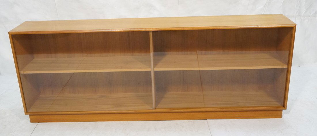 Low teak Danish Modern Cabinet. Sliding Glass Doo (1 of 7)