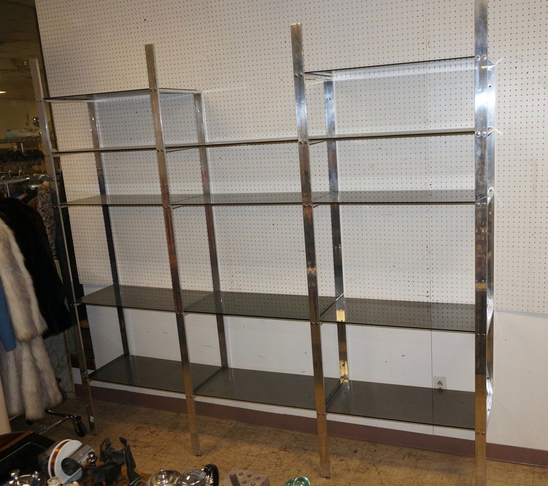 Large Wall Shelf Unit. Four aluminum uprights sup (1 of 10)