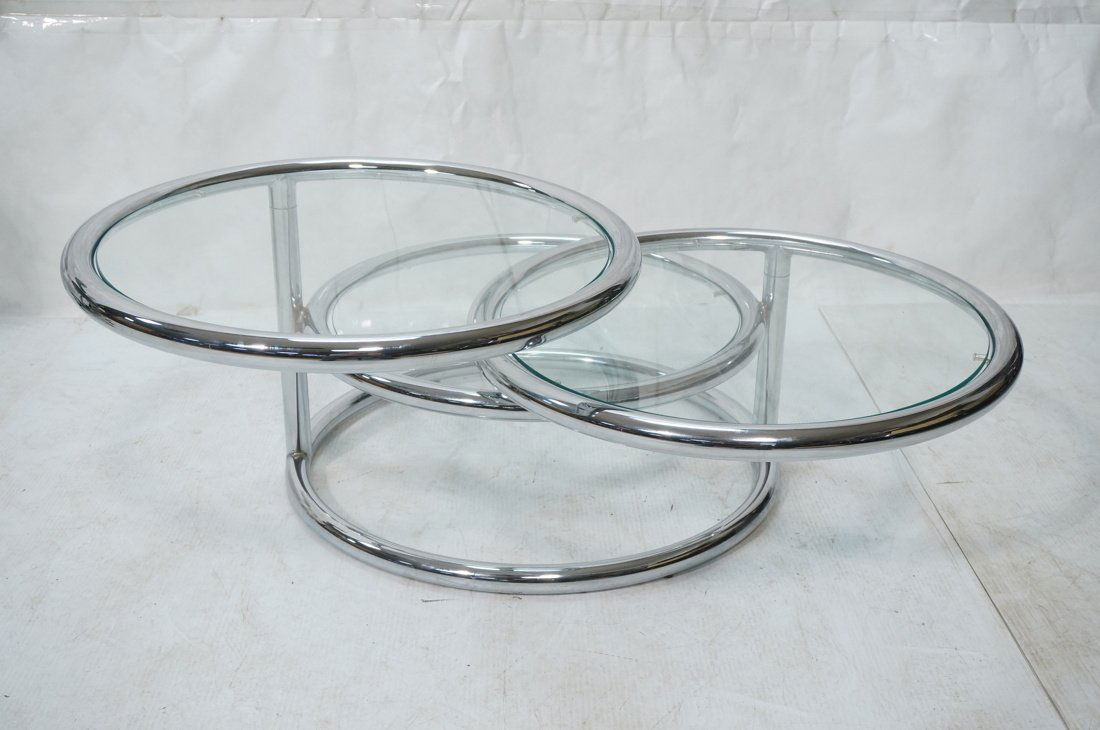 Chrome Tube Tri Level Side Coffee Table. 3 round (1 of 8)