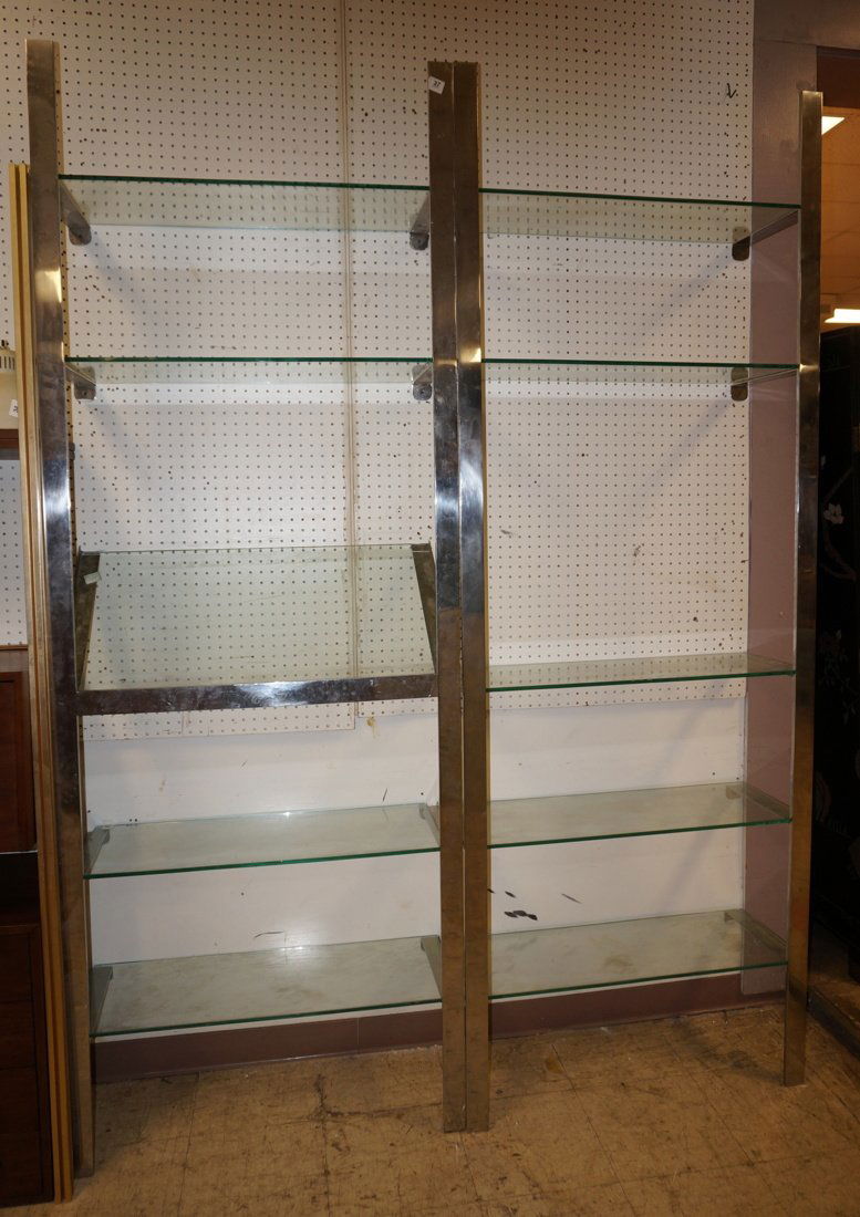 Two Wall Mounted Chromed Steel Shelf Units. Etage (1 of 8)