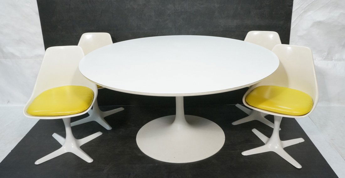 BURKE 5 piece Tulip Dining Set. Large white formi (1 of 9)