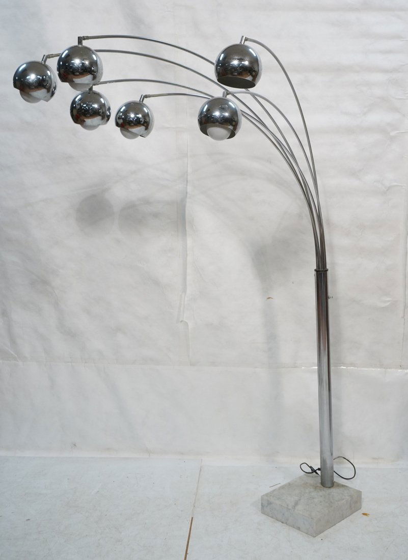 Modernist Chrome 6 Ball Floor Lamp. Thick square (1 of 9)