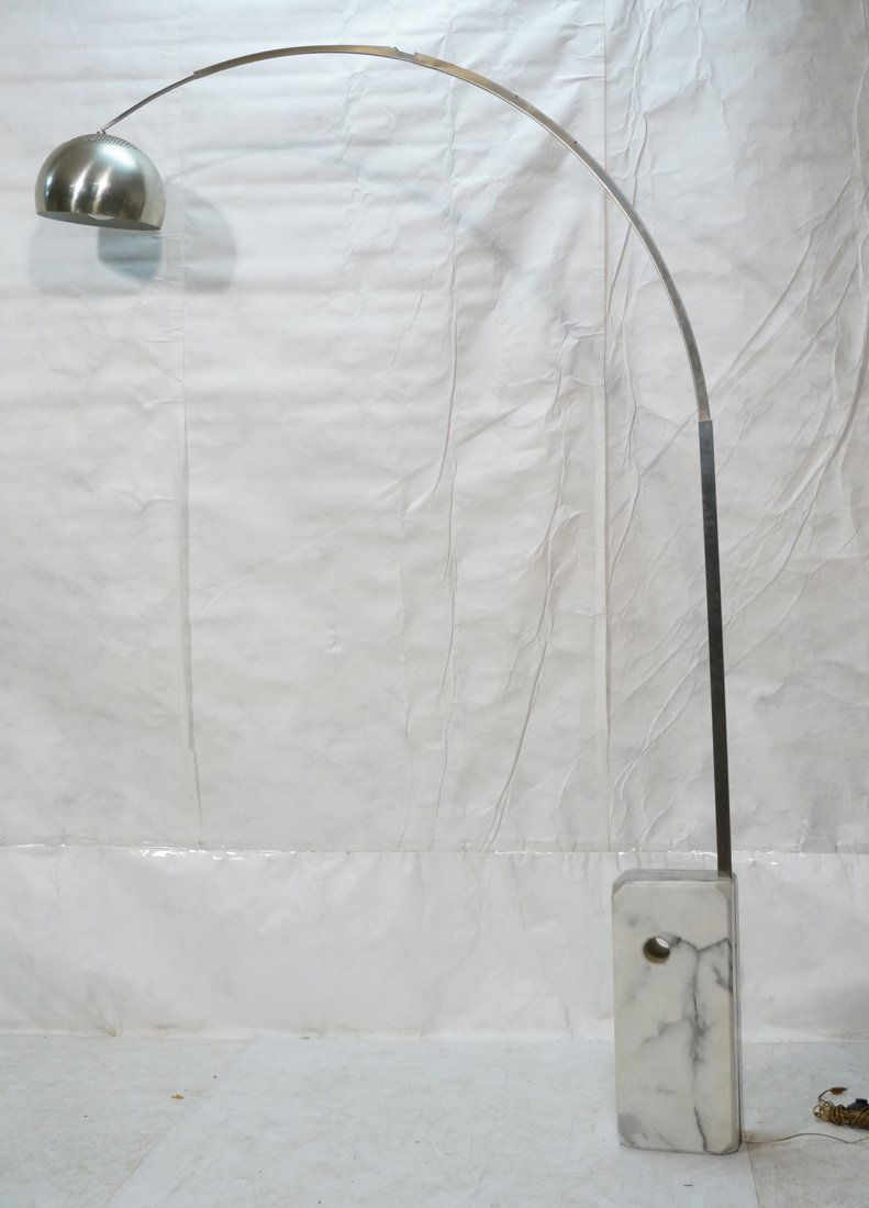 Italian Arco Floor Lamp. White marble pedestal ba (1 of 8)