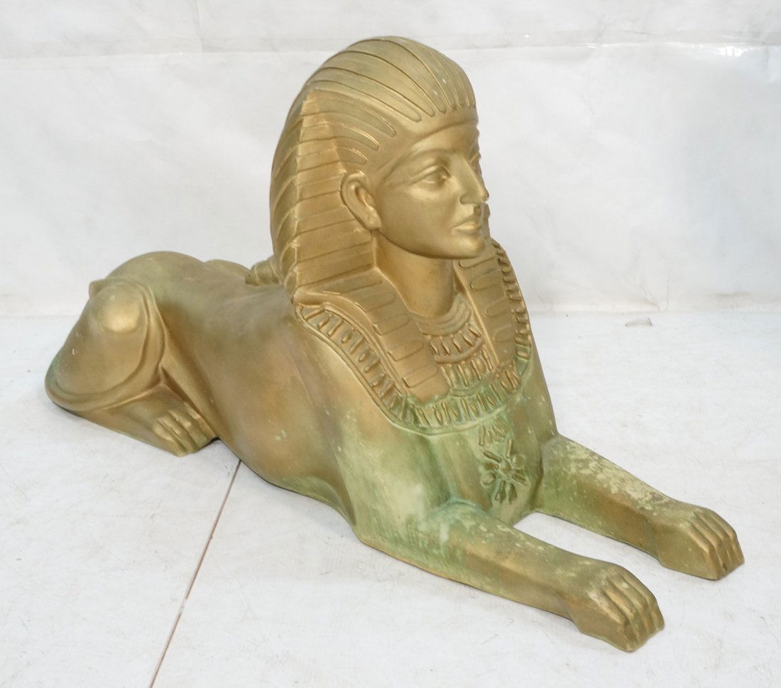 Gold Fiberglass Figural Sphinx Statue Sculpture. (1 of 9)