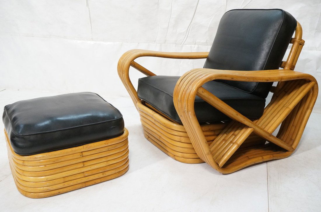 PAUL FRANKL Bamboo 6 Rod Pretzel Chair and Ottoma (1 of 7)