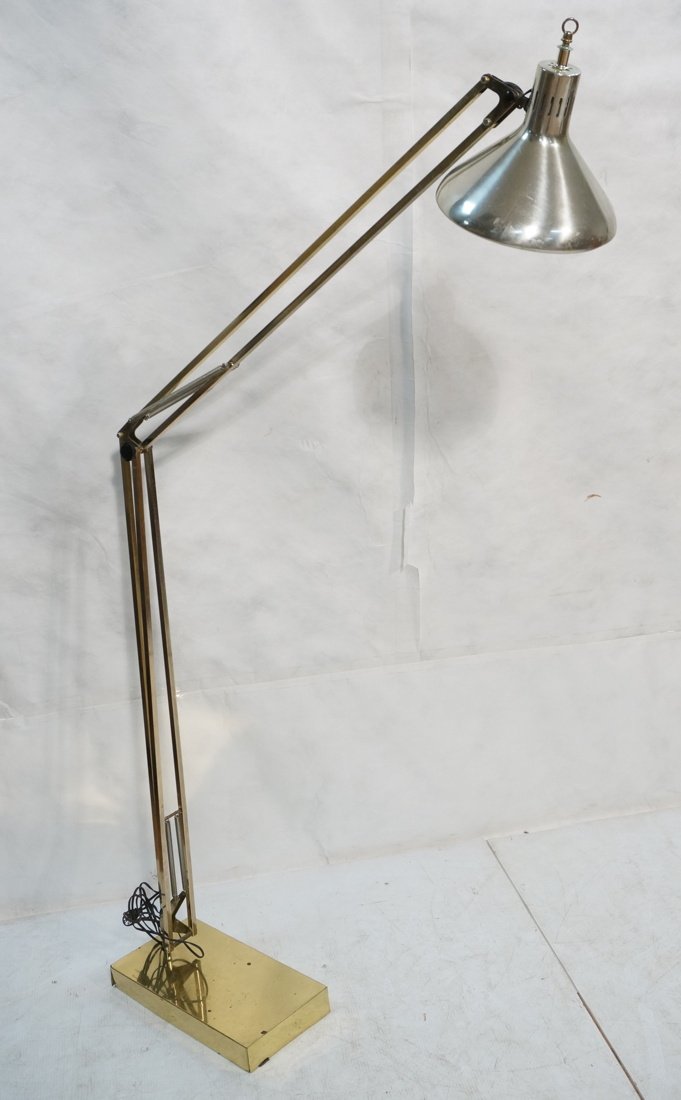 Large LUXO Hinged Floor Lamp. Brass cone adjustab (1 of 7)