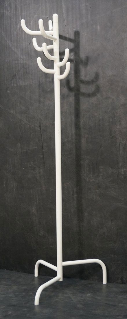 Off White Molded Plastic Standing Coat Hat Rack. (1 of 8)
