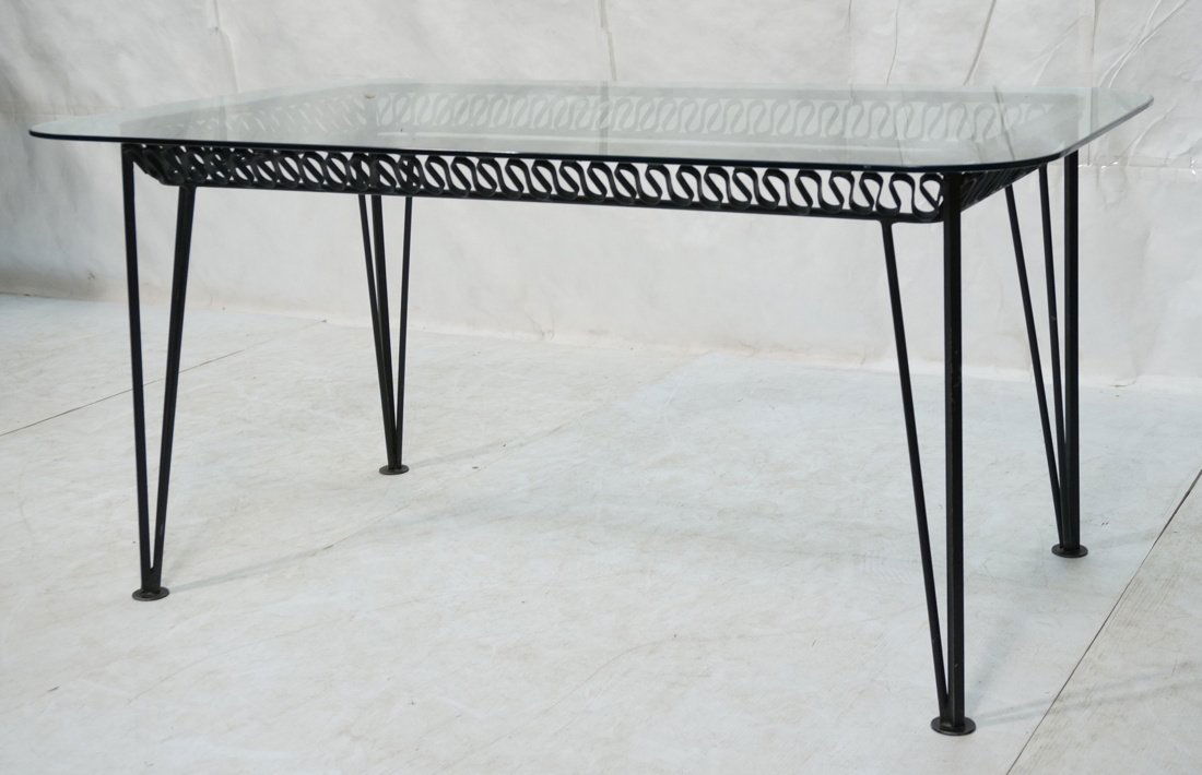 SALTERINI  Black Iron Dining Patio Table.  Glass (1 of 8)