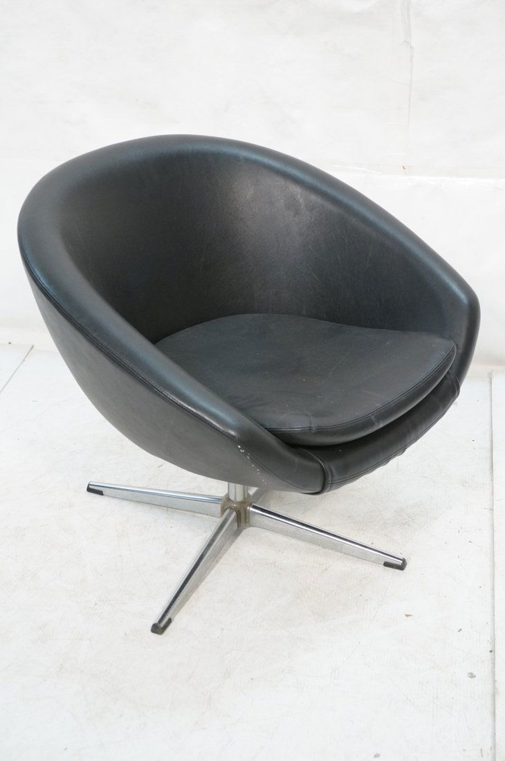 Black Vinyl Swivel OVERMAN style Lounge Chair. Pe (1 of 5)