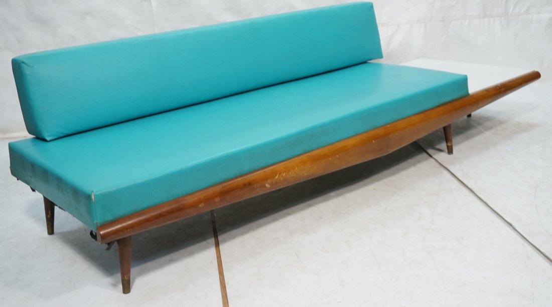 Turquoise Vinyl ADRIAN PEARSALL style Sofa Couch. (1 of 10)