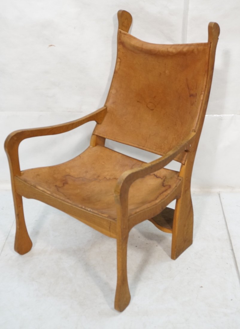 Light Brown Leather Lounge Chair. Possibly Mexica (1 of 8)