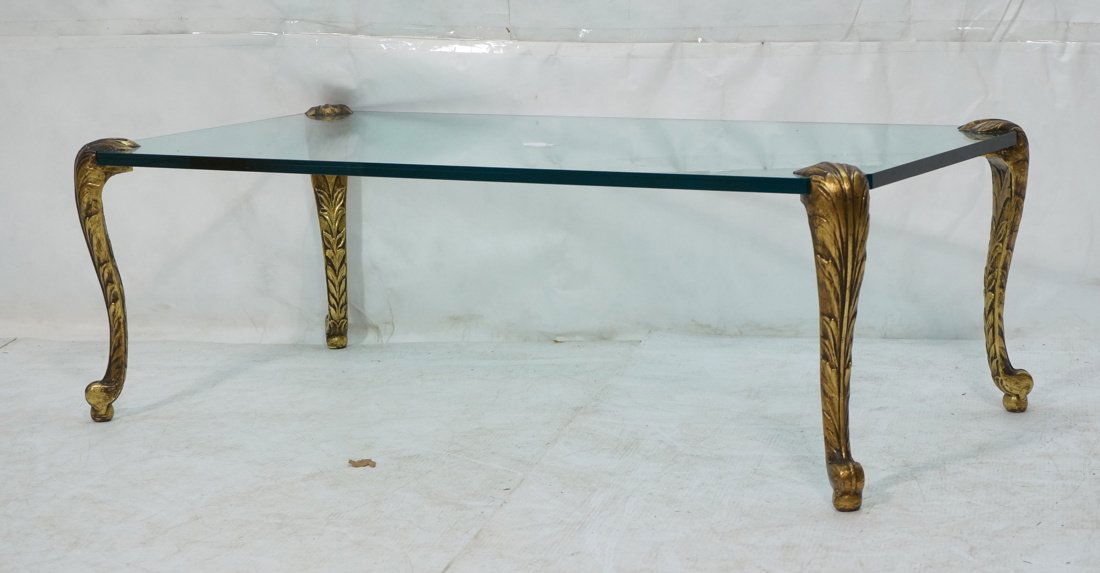 Decorator Gilt Metal and Glass Coffee Table.  Cli (1 of 7)