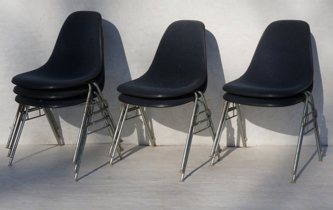 Set of 7 Herman Miller Eames Shell Chairs.  Uphol (1 of 9)