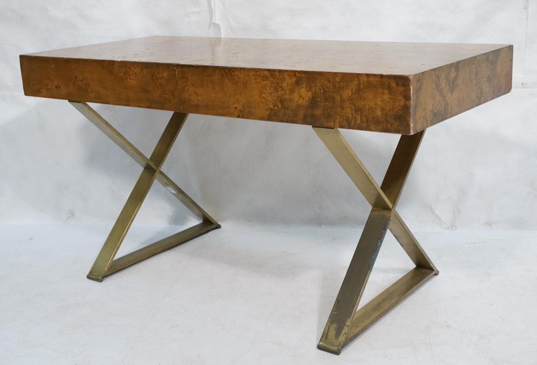 MILO BAUGHMAN Style Burl Wood 2 Drawer Desk. Mode (1 of 8)