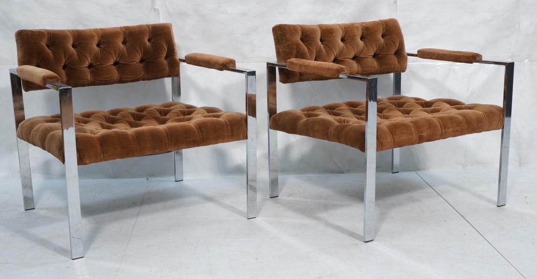 Pr MILO BAUGHMAN Chrome Frame Lounge Chairs. Flat (1 of 8)