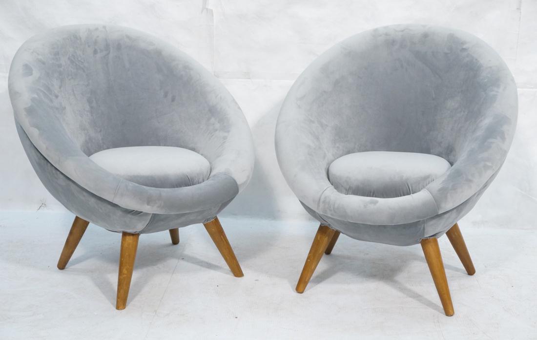 Pr Italian style Rounded Form Lounge Chairs. Pale (1 of 10)