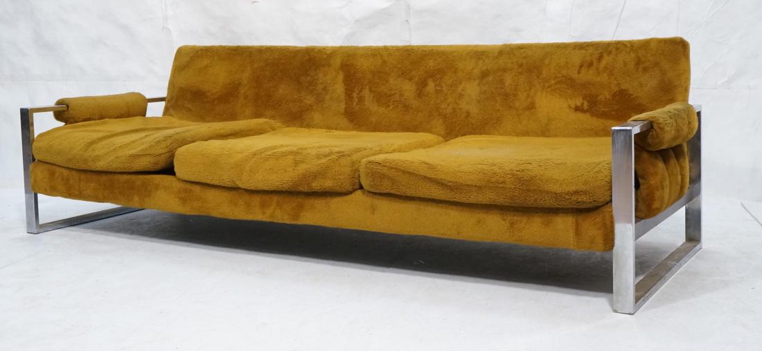 MILO BAUGHMAN Style Chrome Modernist Sofa Couch. (1 of 10)