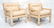 Pr Parsons Style Lounge Chairs. Striped beige uph