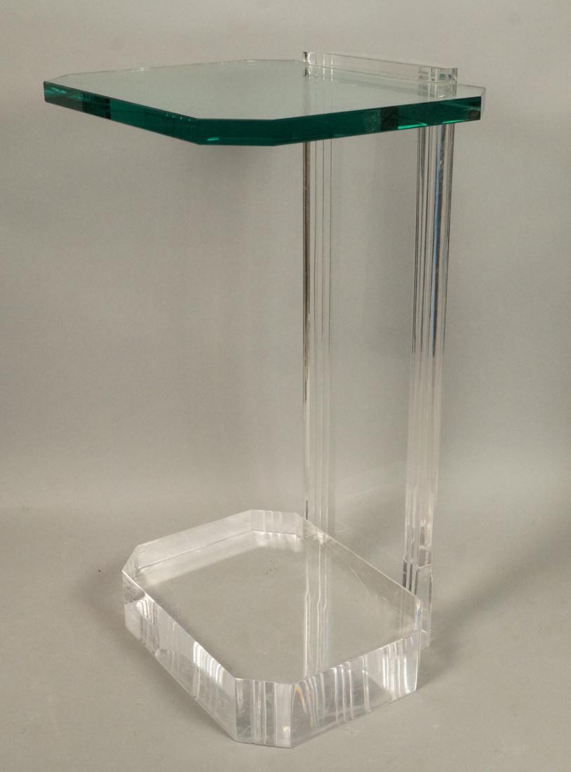 LES PRISMATIQUES Glass and Lucite Side End Table. (1 of 7)