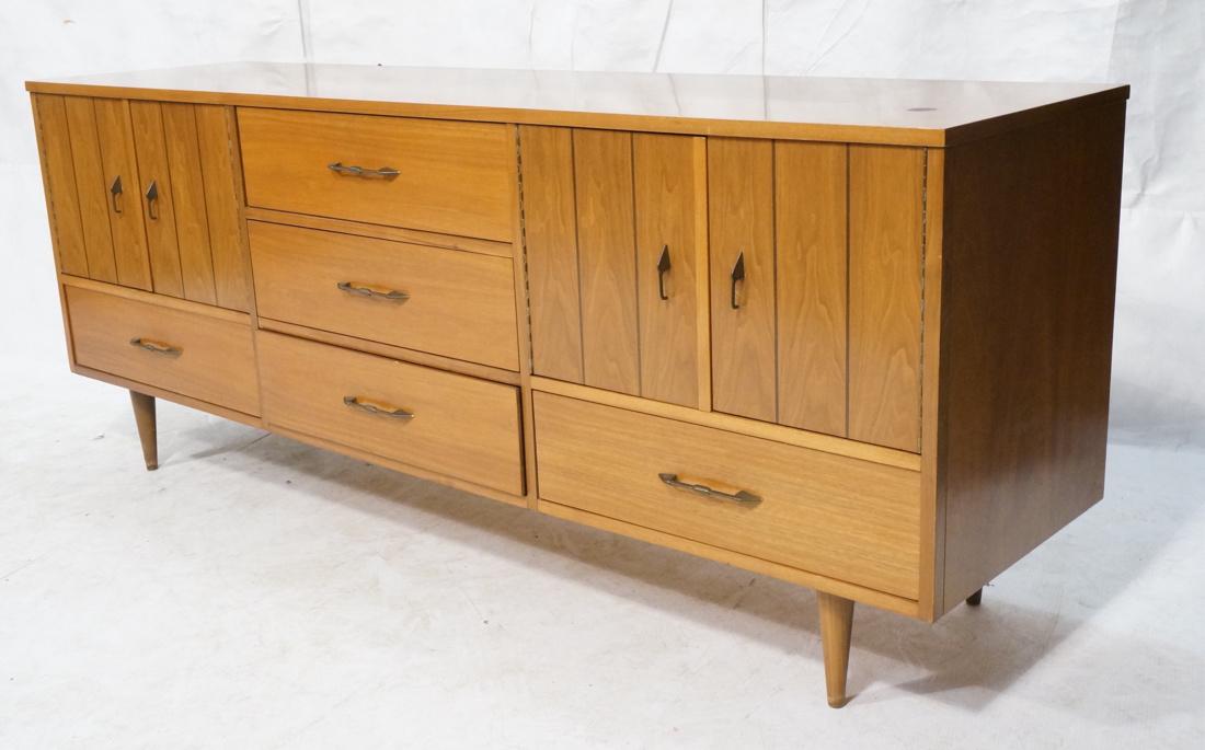 AMERICAN MODERN Walnut Credenza Sideboard. Unique: AMERICAN MODERN Walnut Credenza Sideboard. Unique metal pulls.-- Dimensions: H: 31 inches: W: 78 inches: D: 20.75 inches ---