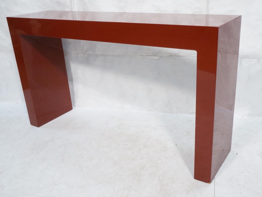 Large Burgundy Lacquered Hall Table Parson Style. (1 of 9)