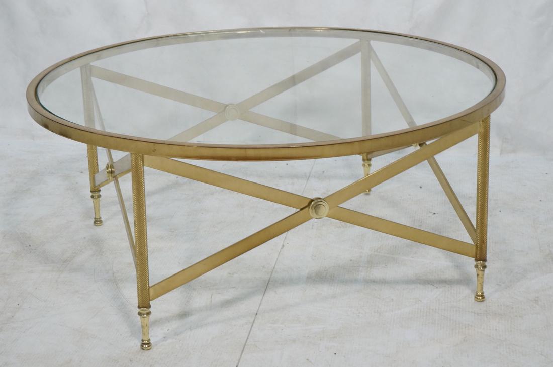 Decorator Brass Glass Round Coffee Table. Regency (1 of 10)