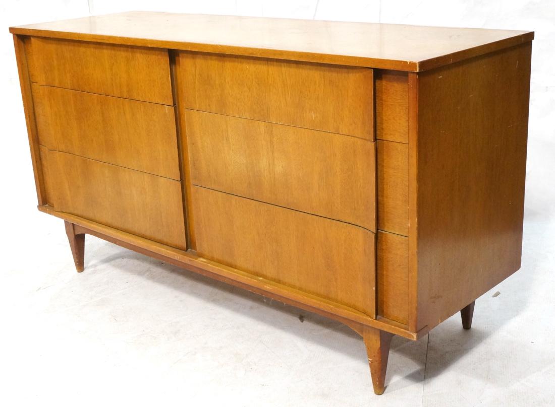 6 Drawer AMERICAN MODERN Credenza. Sculptured dra: 6 Drawer AMERICAN MODERN Credenza. Sculptured drawer fronts. Raised on legs. Unmarked.-- Dimensions: H: 31.5 inches: W: 58.25 inches: D: 19 inches ---